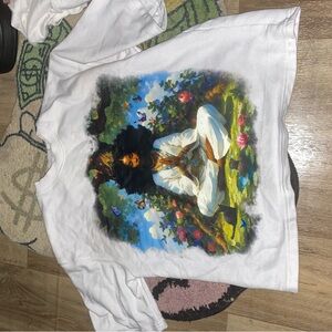 White T-Shirt with Colorful Meditation Print